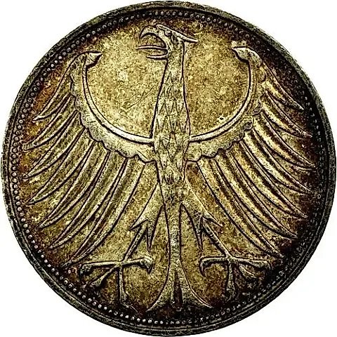 5 Marks 1966, F, Mint Mark: "F" - Stuttgart [Germany / FRG] — 1
