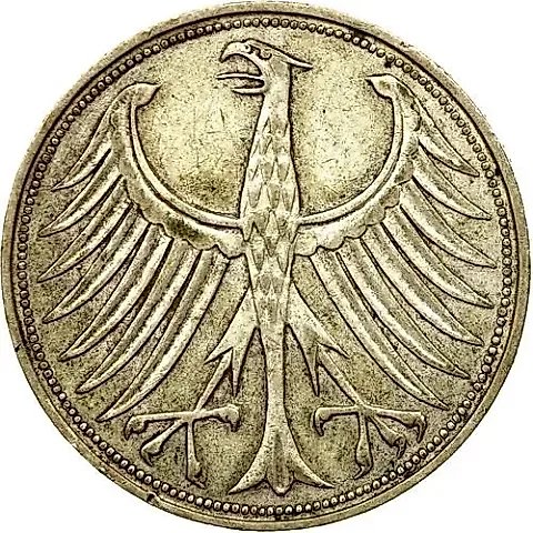 5 Marks 1958, D, Mint Mark: "D" - Munich [Germany / FRG] — 1