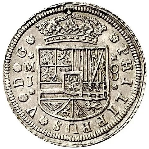 8 реалов 1711-1713, Отметка "M", "PHILIPPUS", узкая корона [Испания] — 1