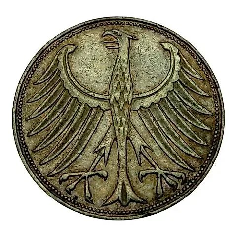 5 марок 1960, J, знак монетного двора: "J" - Гамбург [Германия / ФРГ] — 1