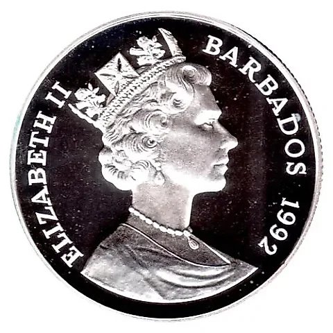 10 Dollars 1992, 500th Anniversary of the Discovery of the New World [Barbados] — 1
