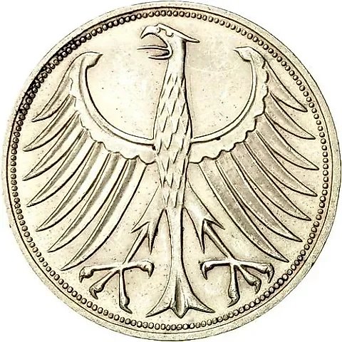 5 марок 1974, F, знак монетного двора: "F" - Штутгарт [Германия / ФРГ] — 1