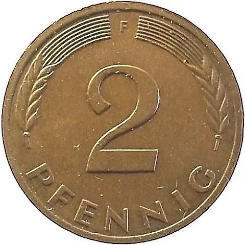 2 пфеннига 1978, F, знак монетного двора: "F" - Штутгарт [Германия / ФРГ] — 1