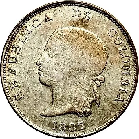 5 Decimos 1887-1888 [Colombia] — 1