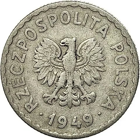 1 злотый 1949, мельхиор [Польша] — 1