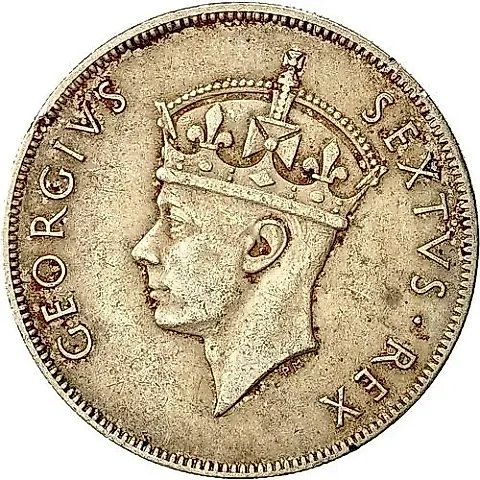 1 шиллинг 1950, H, знак монетного двора: "H" - Хитон, Бирмингем [Восточная Африка] — 1