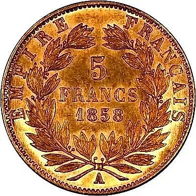 5 Francs 1858, A, Mint Mark: "A" - Paris [France] — 1