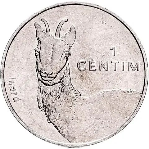 1 Centim 2002, Pyrenean Chamois [Andorra] — 1