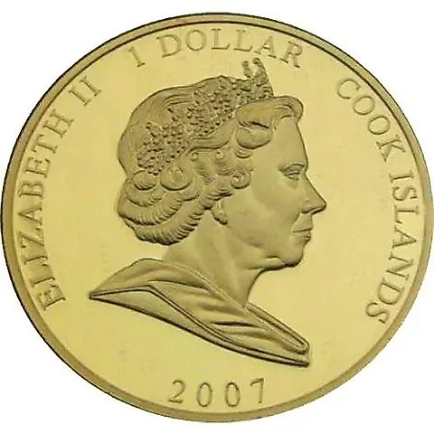 1 Dollar 2007, 60th Wedding Anniversary of Queen Elizabeth II and Prince Philip /Elizabeth in a red dress/ [Cook Islands] — 1