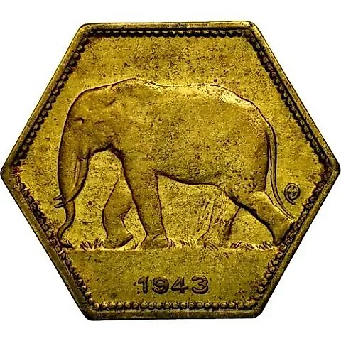2 франка 1943 [Демократическая Республика Конго / Бельгийское Конго] — 1