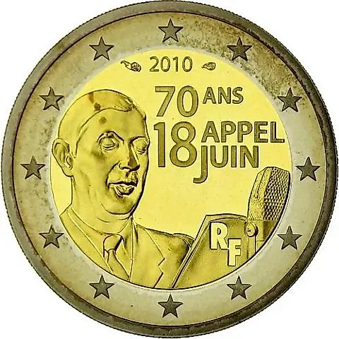 2 Euro 2010, 70th Anniversary of Charles de Gaulle's 'Appeal to All Frenchmen' [France] — 1