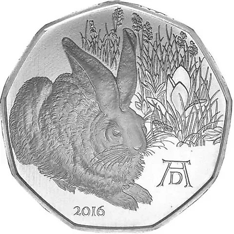5 Euro 2016, Albrecht Dürer - The Hare, Silver [Austria] — 1