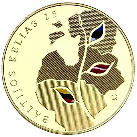 25 Litas 2014, 25 Years of the Baltic Way [Lithuania] Proof — 1