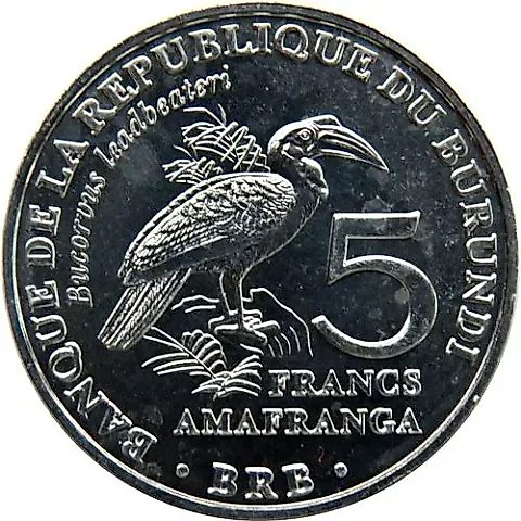 5 Francs 2014, Southern Ground Hornbill [Burundi] — 1