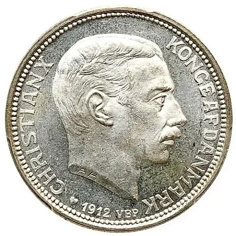 2 кроны 1912, Смерть Фредерика VIII и вступление на престол Кристиана X [Дания] — 1