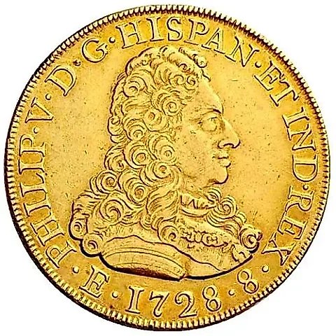 8 Escudos 1728, Mint Mark "M" - Madrid [Spain] — 1