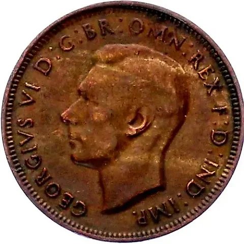 1/2 пенни 1942, точка после "PENNY" [Австралия] — 1