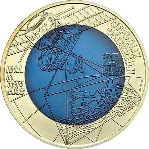 25 Euro 2003, Silver/Niobium - 700 Years of the City of Hall in Tyrol [Austria] — 1
