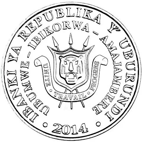 5 Francs 2014, Pelican [Burundi] — 1
