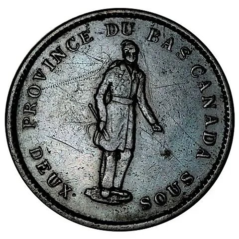 1 пенни 1837, надпись на лентах: City Bank [Канада / Провинции Канады] — 1