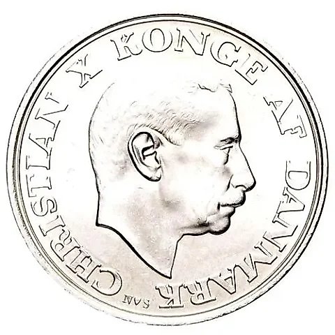 2 кроны 1945, 75 лет со дня рождения Короля Кристиана X [Дания] — 1
