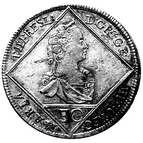 30 Kreuzer 1748-1750, Maria Theresa - Eagle with Tyrol Coat of Arms [Austria] — 1