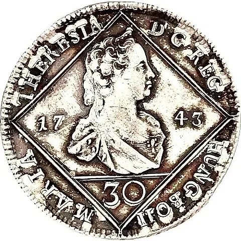 30 Kreuzer 1744-1745, Coat of Arms of Styria in Center [Austria] — 1