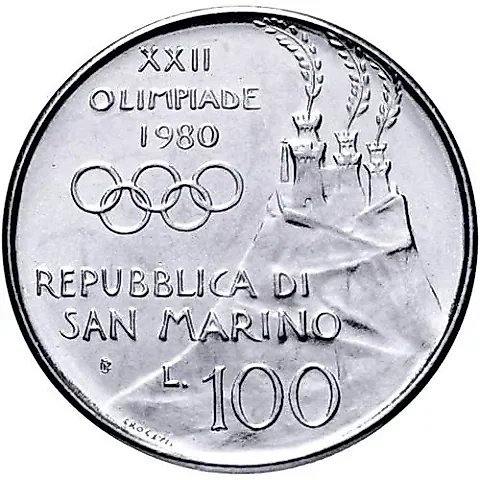 100 Lire 1980, XXII Summer Olympic Games, Moscow 1980 [San Marino] — 1