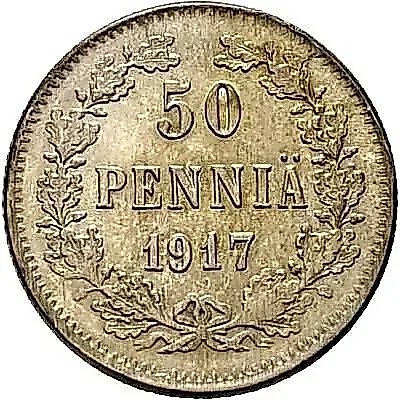 50 пенни 1917, S, гербовый орёл без корон — 1