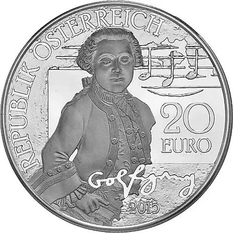 20 Euro 2015, 260th Anniversary of the Birth of Wolfgang Amadeus Mozart. Bastien and Bastienne [Austria] — 1
