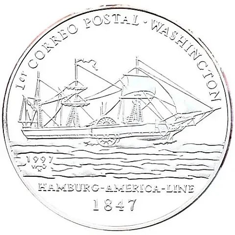 10 Pesos 1997, 150 Years of the "Hamburg America Line" Enterprise [Cuba] — 2