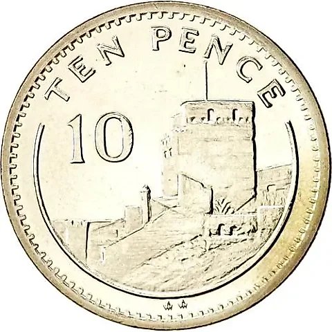 10 пенсов 1990, знак "AA" на реверсе [Гибралтар] — 1