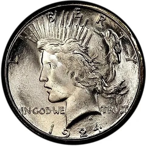 1 доллар 1924, S, мирный доллар [США] — 2