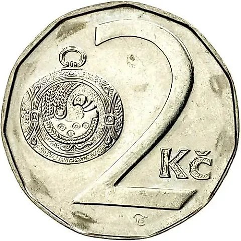 2 кроны 1994, b’, знак монетного двора: "b’" (b с короной) - Яблонец-над-Нисой, Чехия [Чехия] — 2