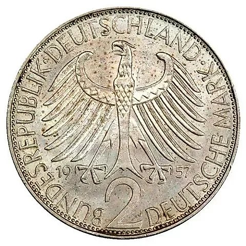2 марки 1957, J, Макс Планк [Германия] — 1