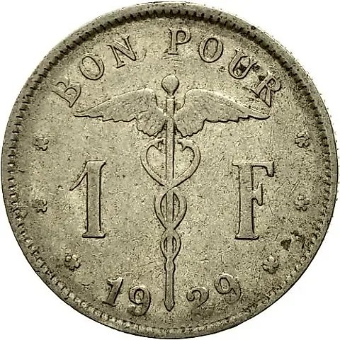 1 Franc 1929, French Inscription - 'BELGIQUE' [Belgium] — 2