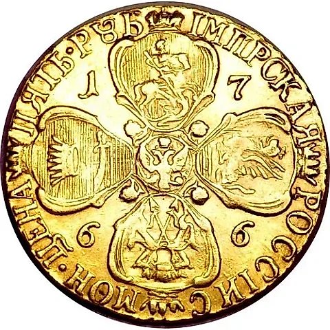 5 Rubles 1766, SPB-TI, Later Portrait — 1