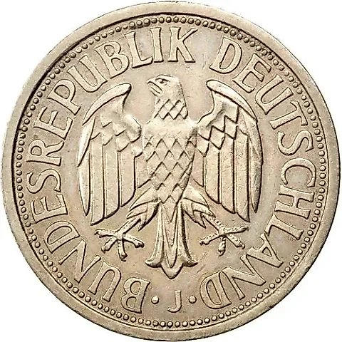 2 Marks 1951, J, Mint Mark: "J" - Hamburg [Germany] — 1