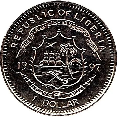 1 Dollar 1997, 50th Wedding Anniversary of Queen Elizabeth II and Prince Philip /Horse/ [Liberia] — 1
