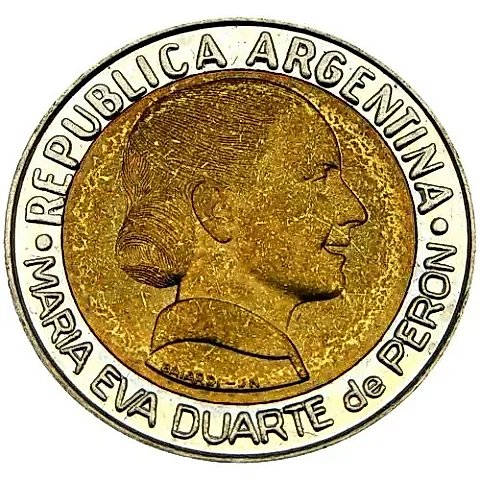 1 Peso 1997, 50th Anniversary of Women's Suffrage [Argentina] — 1