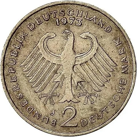 2 Marks 1973, J, Heuss [Germany / FRG] — 1