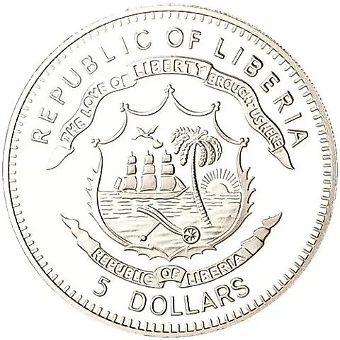 5 Dollars 2007, Pope John Paul II [Liberia] — 1