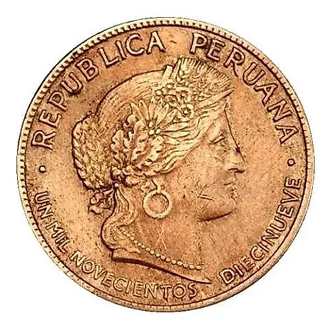 10 Centavos 1919, UN MIL NOVECIENTOS DIECINUEVE [Peru] — 1