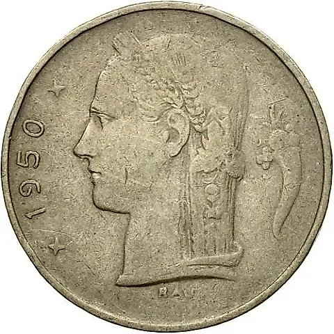 1 Franc 1950, Inscription in Dutch - "BELGIE" [Belgium] — 1