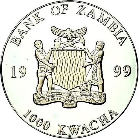 1000 квач 1999, 20 евро, оборотная сторона [Замбия] Proof — 1