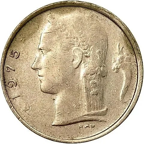 1 Franc 1975, Inscription in Dutch - "BELGIE" [Belgium] — 1