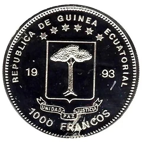 1000 Francs 1993, 1994 FIFA World Cup, USA [Equatorial Guinea] — 1