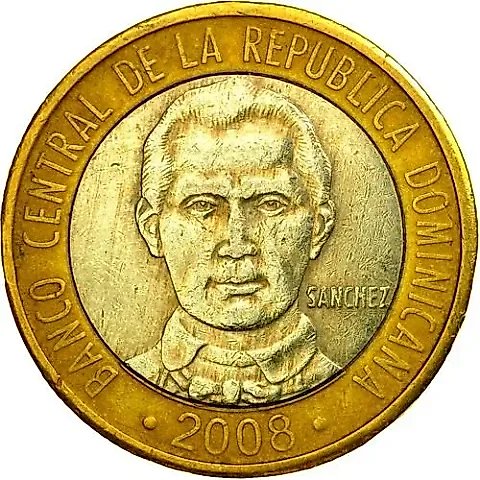 5 pesos 2008, Copper-Nickel Alloy (non-magnetic) [Dominican Republic / Dominica] — 1