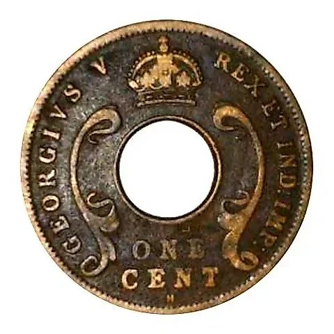 1 цент 1922, H, знак монетного двора: "H" - Хитон, Бирмингем [Восточная Африка] — 1