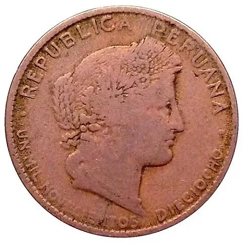 20 Centavos 1918, UN MIL NOVECIENTOS DIECIOCHO [Peru] — 1